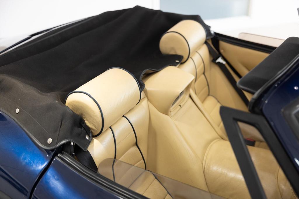 Luxurious full leather interior of the Marcos Mantara 3.9 400 Spyder, restored with heritage design.