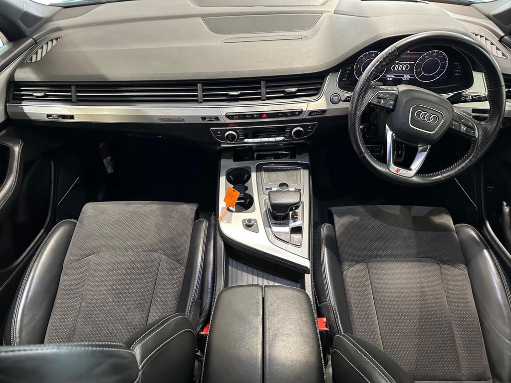 Luxury interior of Audi Q7 3.0 TDI V6 with leather Alcantara S Line sports seats
